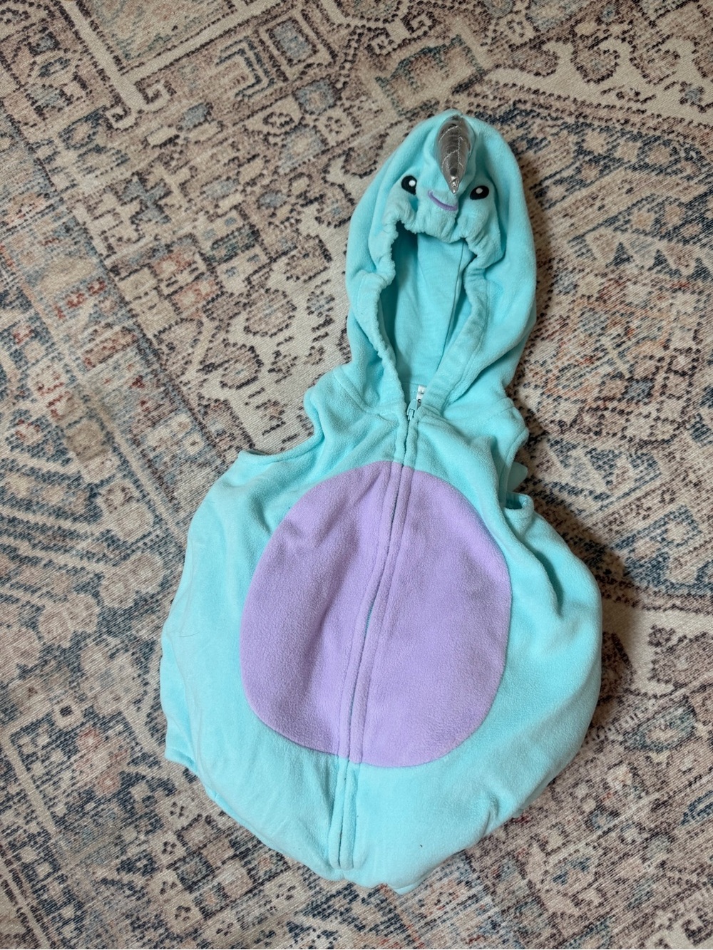 Carter's Light Teal and Lavender Narwhal Kids Costume Hoodie